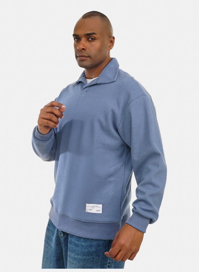 FIRE WOOD FireWood Cashmere Knit Pullover Sweater long sleeve For Men - Indigo - Image 3